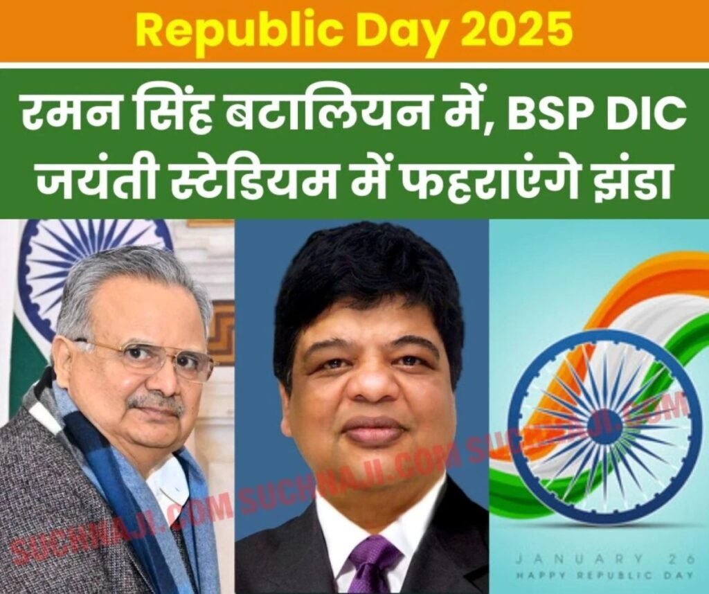 गणतंत्र दिवस 2025: विधानसभा अध्यक्ष डॉ. रमन सिंह भिलाई बटालियन में, जयंती स्टेडियम में बीएसपी डीआईसी फहराएंगे झंडा